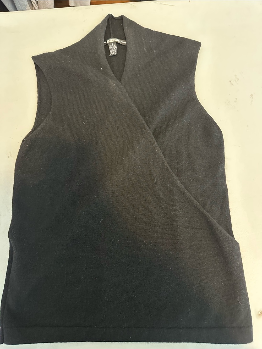 Black Sleeveless Wrap-Front Knit Top
